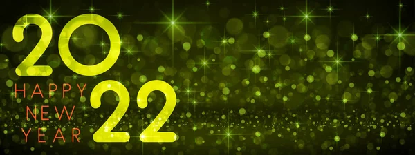 2022 Рік Щасливий Новий Рік Зелений Боке Фон Шаблон Банера — стоковий вектор