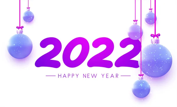 Fialová 2022 Značka Krásnými Modrými Závěsné Vánoční Koule Vektorová Slavnostní — Stockový vektor