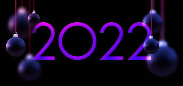 2022 Sign Beautiful Dark Purple Hanging Christmas Bauble Vector Festive — Stock Vector