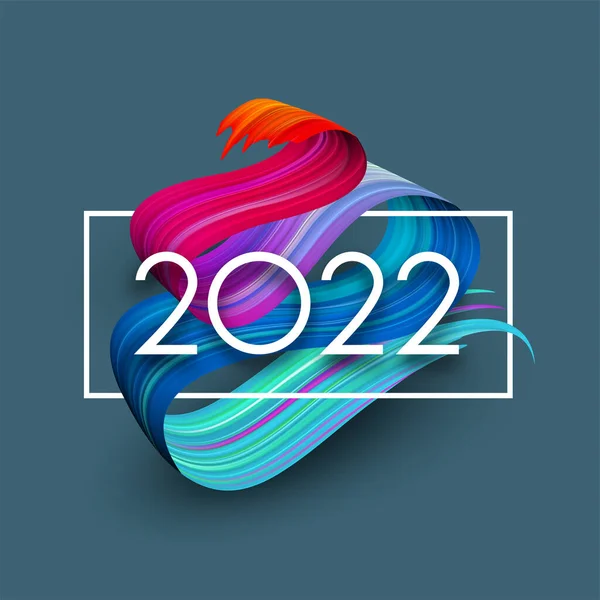 2022 Sinal Sobre Pinceladas Coloridas Azul Cores Gradiente Roxo Quadro — Vetor de Stock