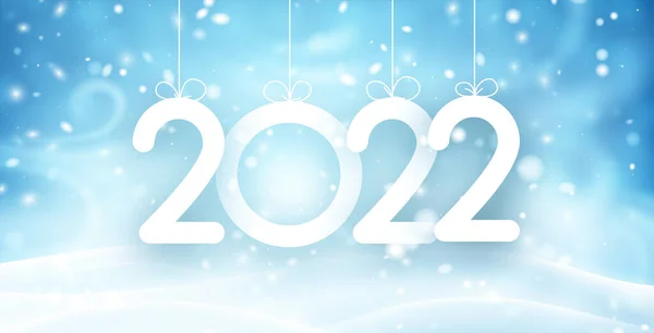 2022 Року Висить Синьому Сніжному Нічному Банерному Тлі Векторні Святкові — стоковий вектор