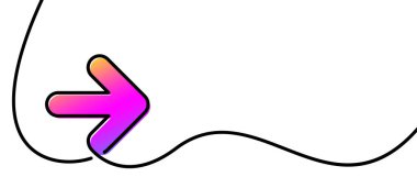 Bir çizgi pembe ve mor renkte çizilmiş ok. Vektör illüstrasyonu.