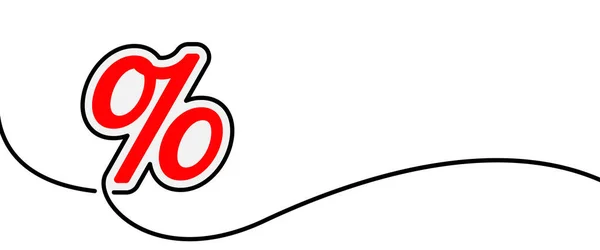 Percentagem Sinal Vermelho Desenhado Por Uma Única Linha Ilustração Vetorial — Vetor de Stock
