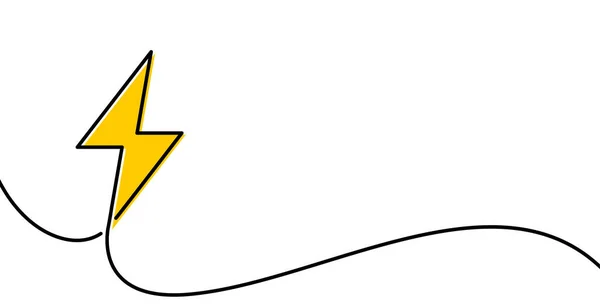 Une Ligne Dessinée Signe Flash Jaune Illustration Vectorielle — Image vectorielle