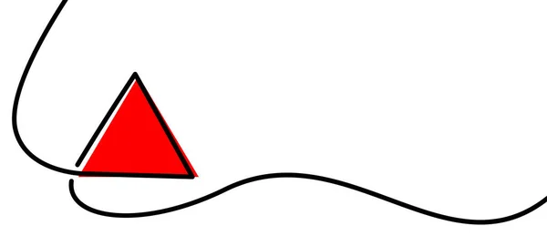 Linha Única Triângulo Vermelho Desenhado Ilustração Vetorial — Vetor de Stock