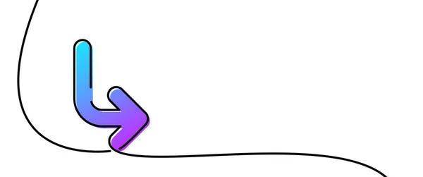 Eine Linie Gezeichnet Blauen Und Violetten Gradienten Pfeil Vektorillustration — Stockvektor