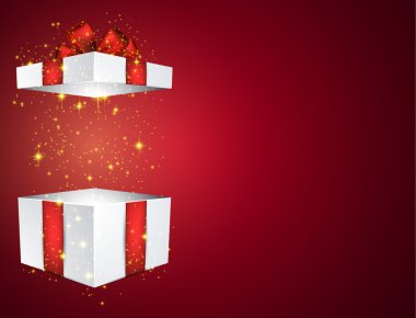 Kırmızı fiyonklu hediye kutusu.