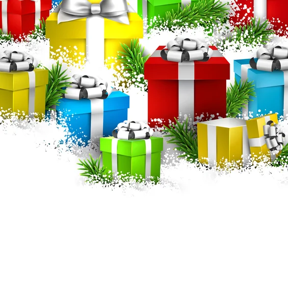 Christmas background with gift boxes. — Stock Vector