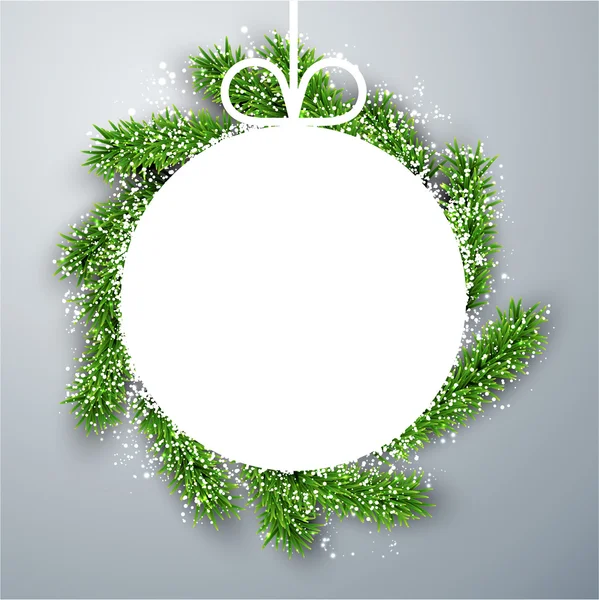 Boule de papier de Noël sur branches de sapin . — Image vectorielle