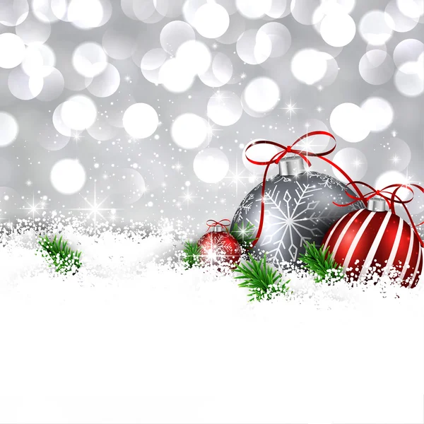 Argent fond d'hiver avec des boules de Noël . — Image vectorielle