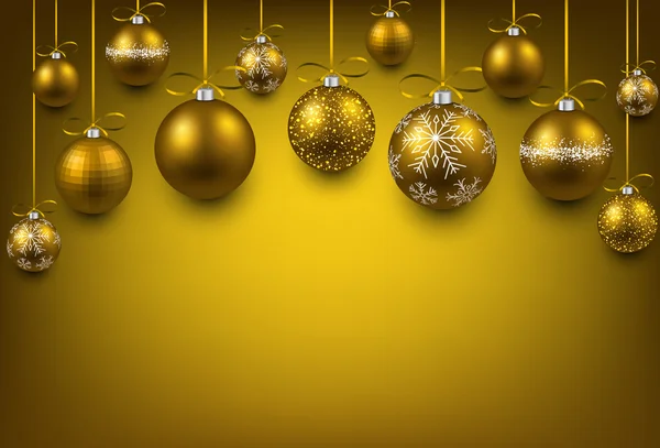 Oblouk pozadí s zlatý vánoční koule. — Stockový vektor