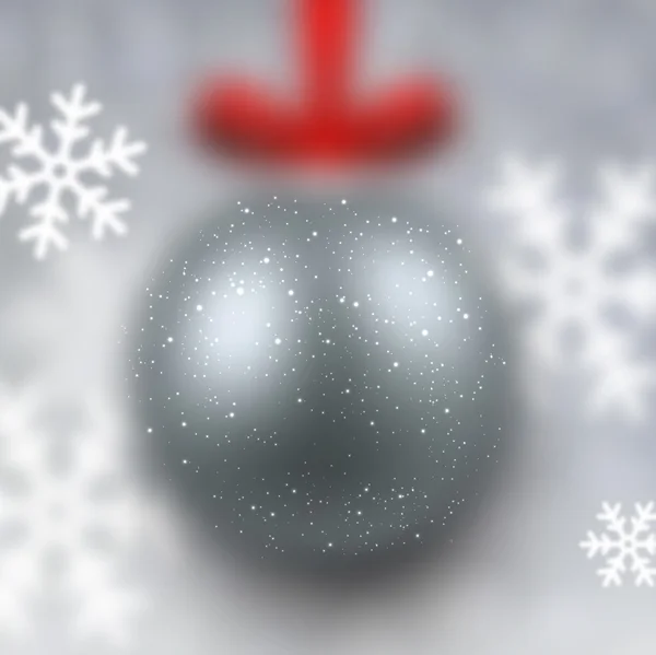 Bola de Navidad de plata desenfocada . — Vector de stock