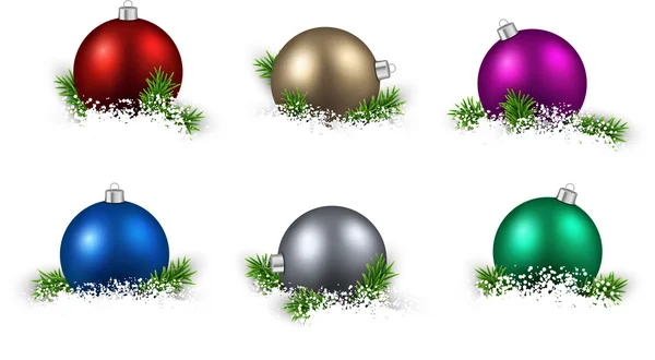 Conjunto de bolas de Navidad de color realista . — Vector de stock