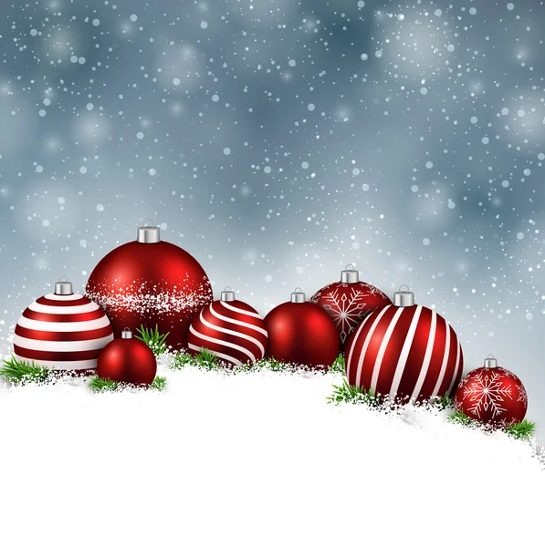 Winter background with christmas balls. — Stock Vector