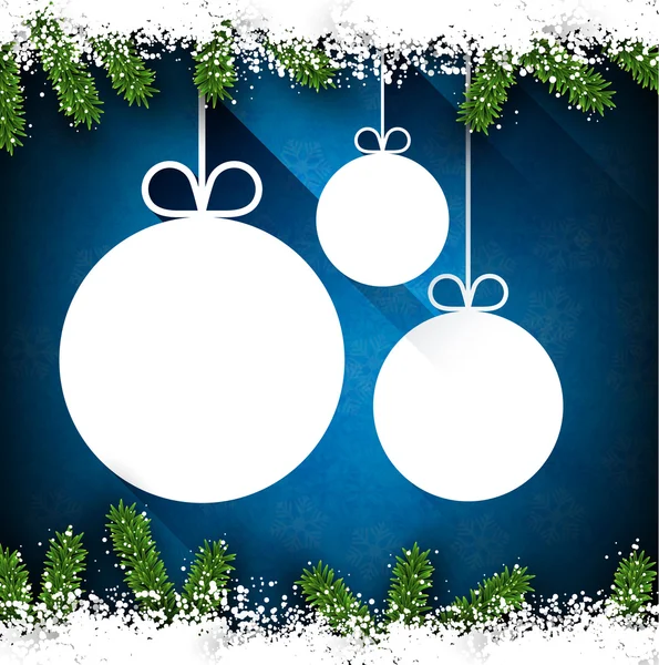 Vánoční papírové koule na modrém pozadí. — Stockový vektor