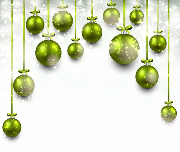 Arc background with green christmas balls. — Stock Vector