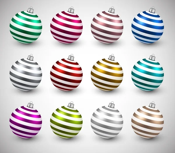 Ensemble de boules de Noël de couleur réaliste . — Image vectorielle