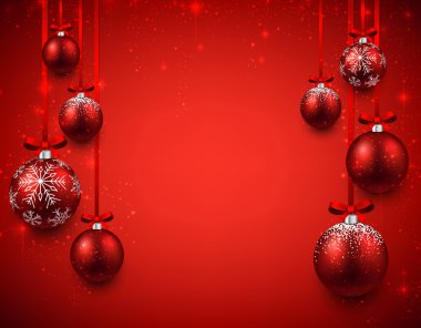 arka plan kırmızı Noel topları ile. 