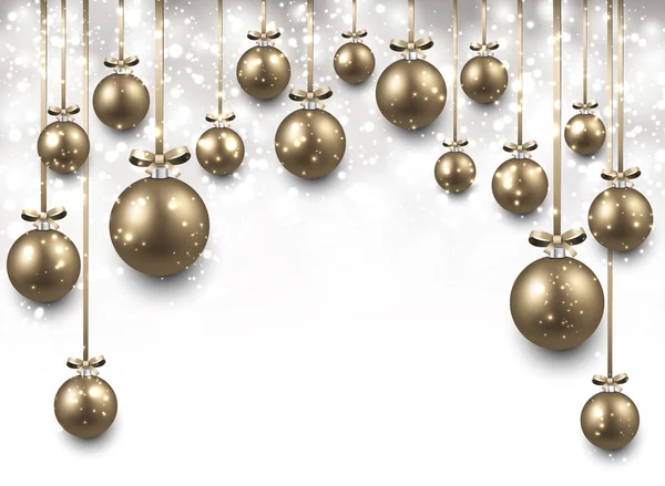 Fondo de arco con bolas de navidad doradas . — Vector de stock