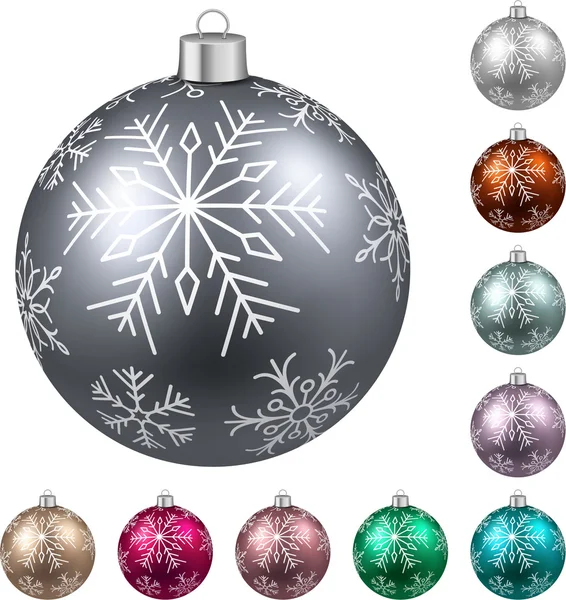 Ensemble de boules de Noël de couleur réaliste . — Image vectorielle