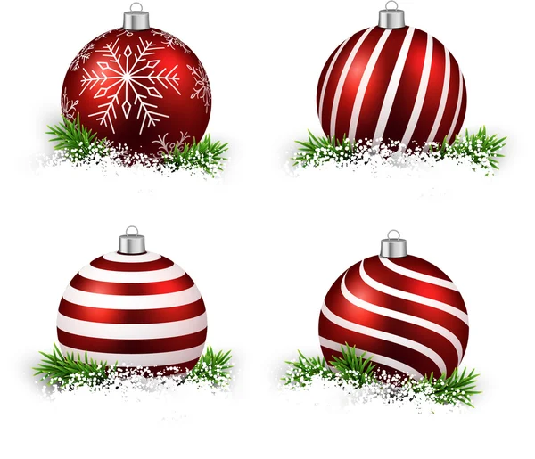 Set van realistische rode kerstballen. — Stockvector