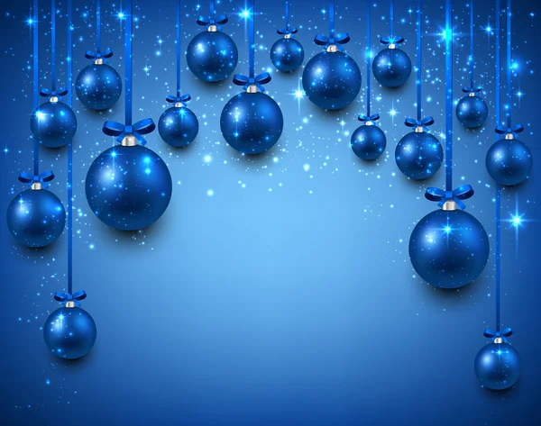 Arc background with blue christmas balls. — Stock Vector