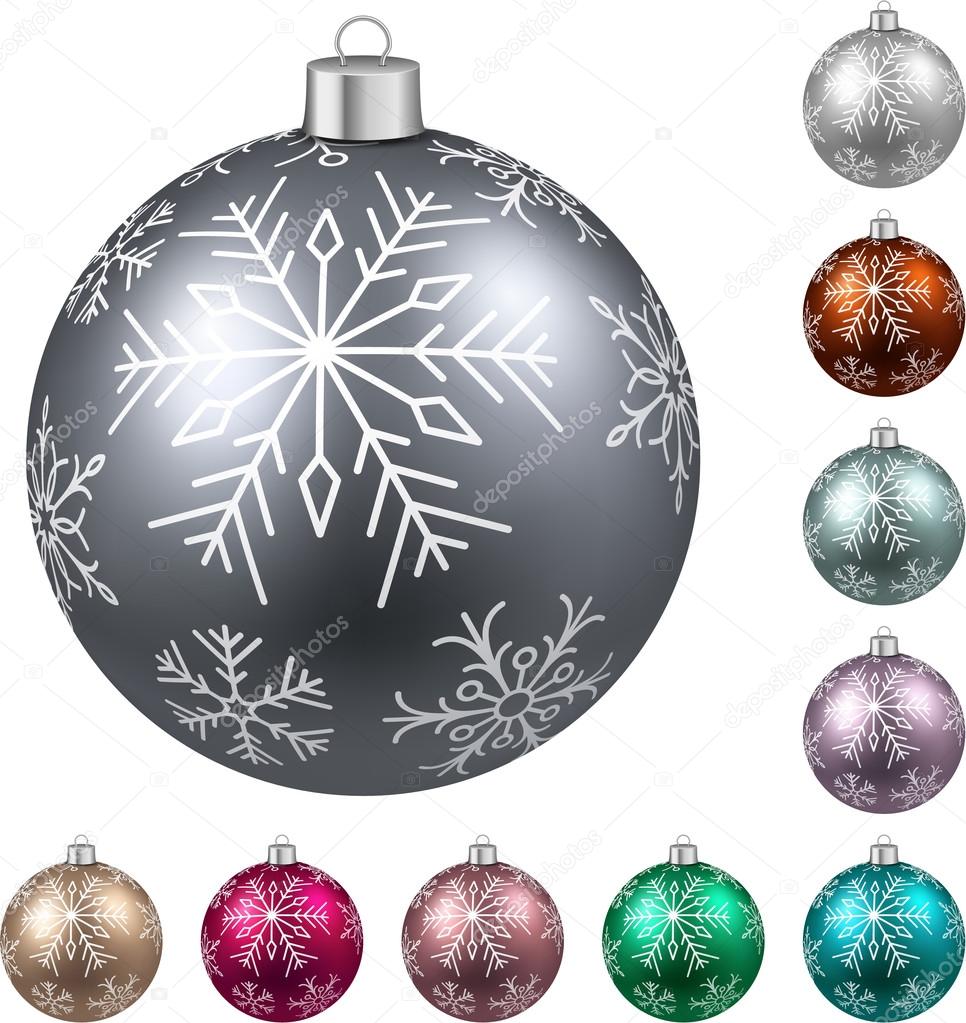 Set of realistic color christmas balls.