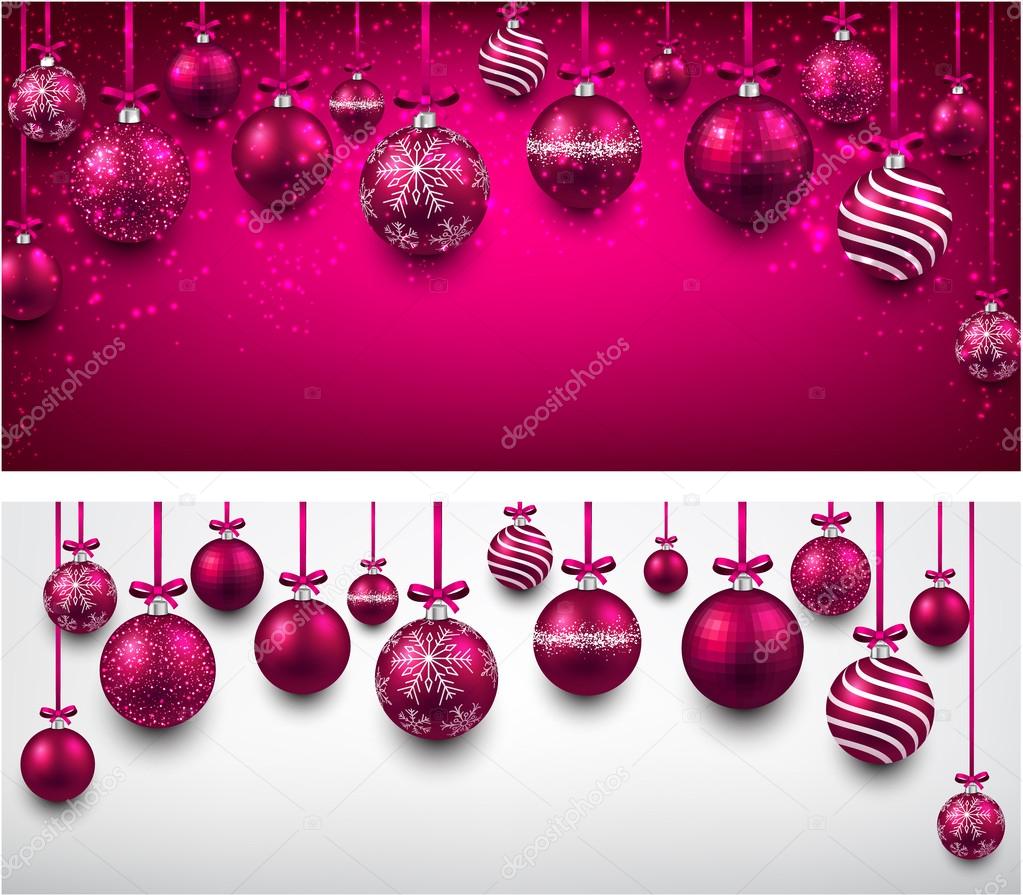 Arc background with magenta christmas balls. 