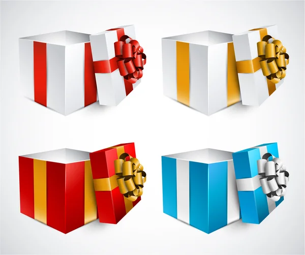 Set von realistischen 3D-Geschenkboxen. — Stockvektor