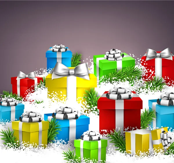 Weihnachten Hintergrund mit Geschenk-Boxen. — Stockvektor