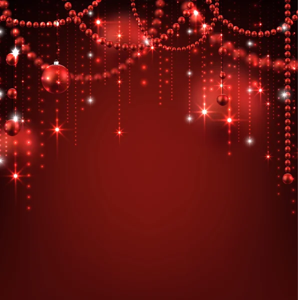 Fondo con adornos rojos de Navidad . — Vector de stock