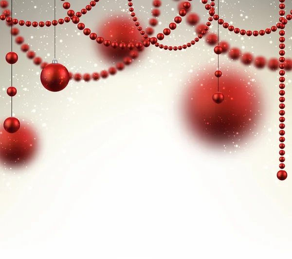 Background with red christmas baubles. — Stock Vector