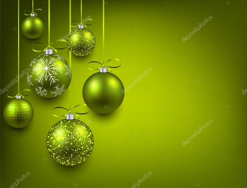 Vettore: green christmas ball vector | Fondo con le palle di Natale verde — Vettoriali Stock ...