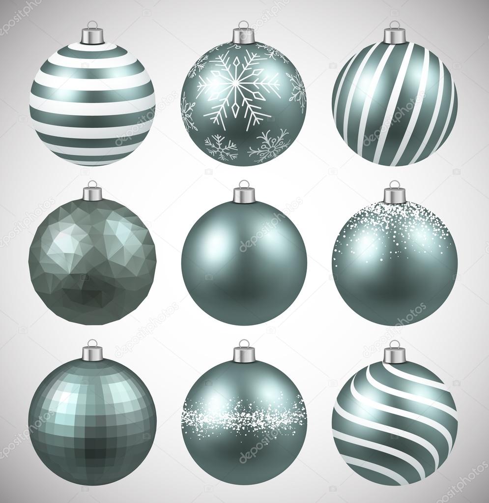 Set of realistic dim christmas balls.