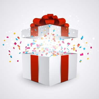 Gift box with confetti. clipart