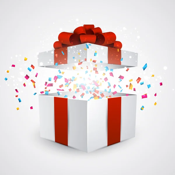 Caja de regalo con confeti . — Vector de stock