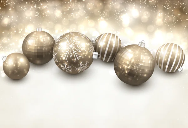 Fundo de inverno com bolas de Natal de ouro . — Vetor de Stock