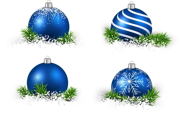 Conjunto de bolas de Navidad azul realista . — Archivo Imágenes Vectoriales