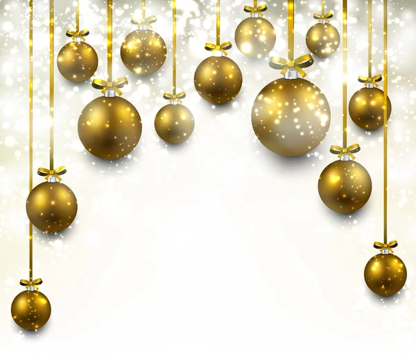 Arco de fundo com bolas de Natal de ouro . —  Vetores de Stock