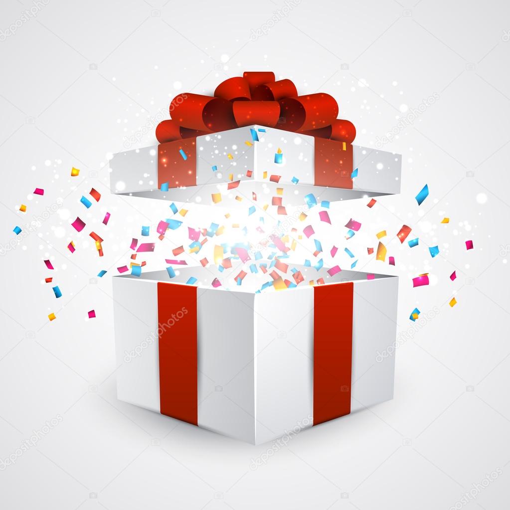 Gift box with confetti. — Stock Vector © Maxborovkov 56457365