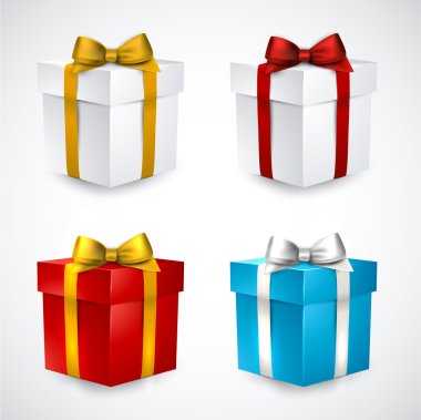Set of realistic 3d gift boxes. clipart