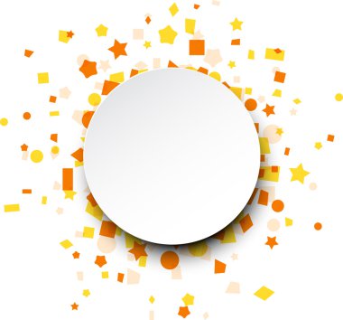 Yuvarlak kağıt kartı turuncu konfeti.