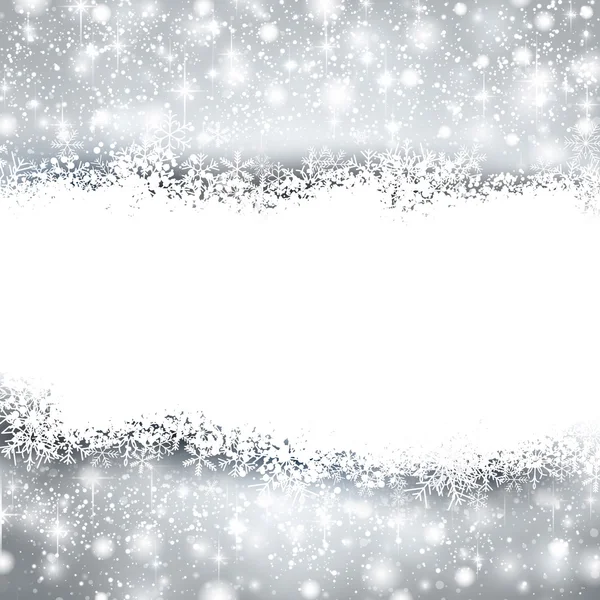 Silber Weihnachten Hintergrund mit Schnee. — Stockvektor