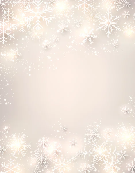 Fondo de Navidad con copos de nieve brillantes . — Vector de stock