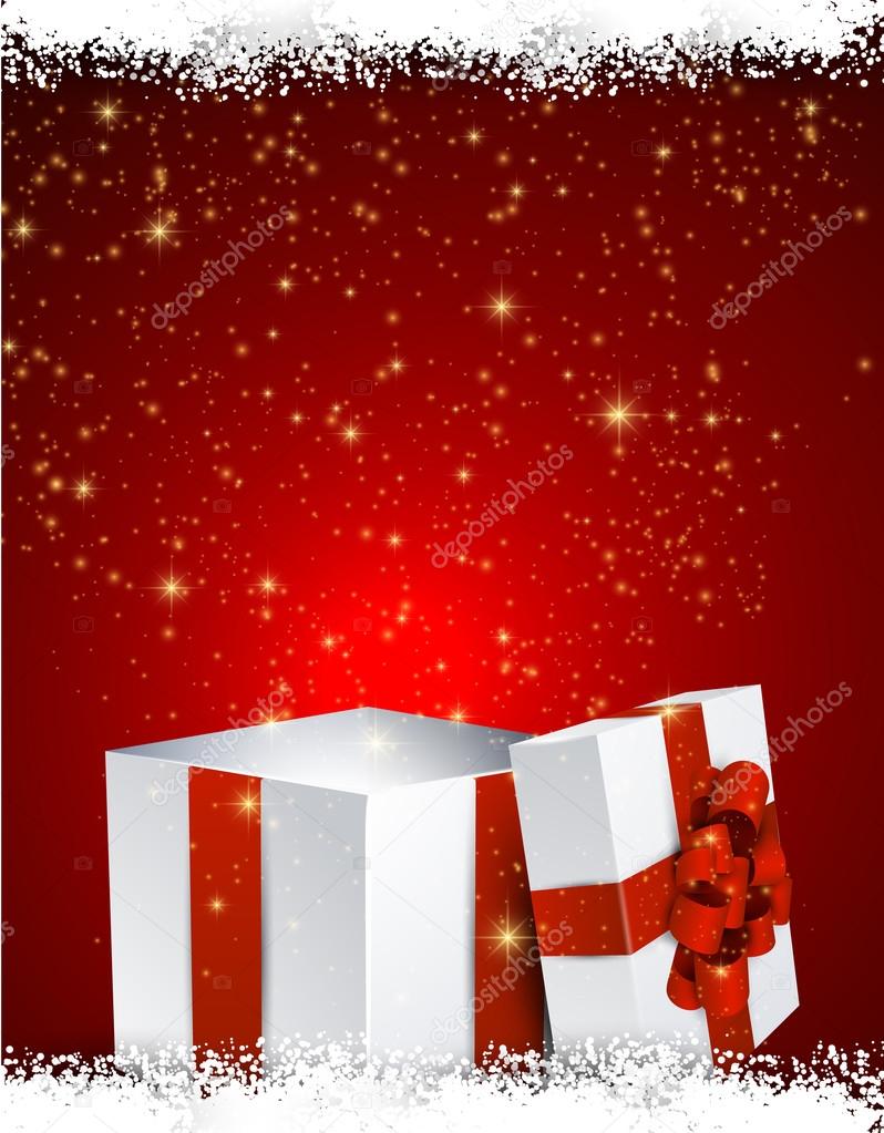 Gift box red background.