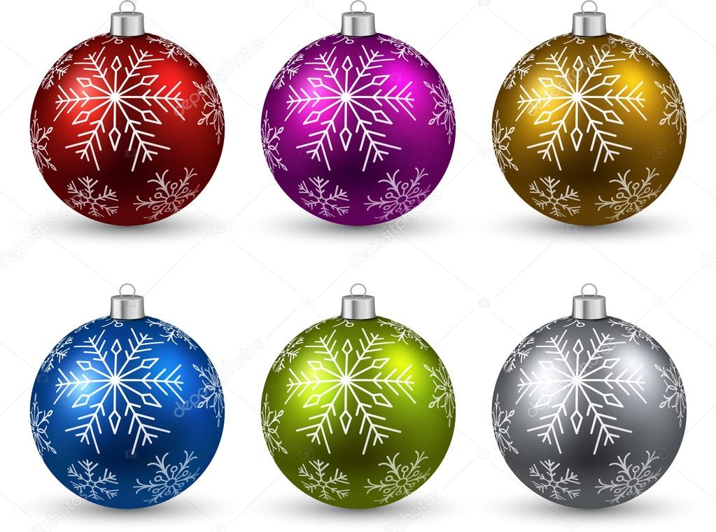 Set of realistic color christmas balls.