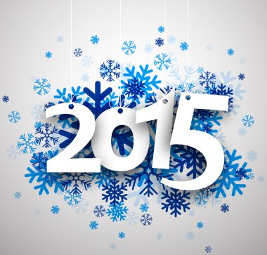 kar taneleri üzerinde 2015 kağıt işareti.