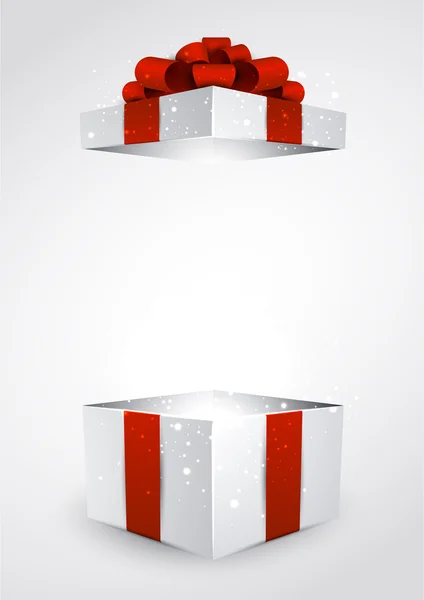 Geschenkbox mit roter Schleife. — Stockvektor