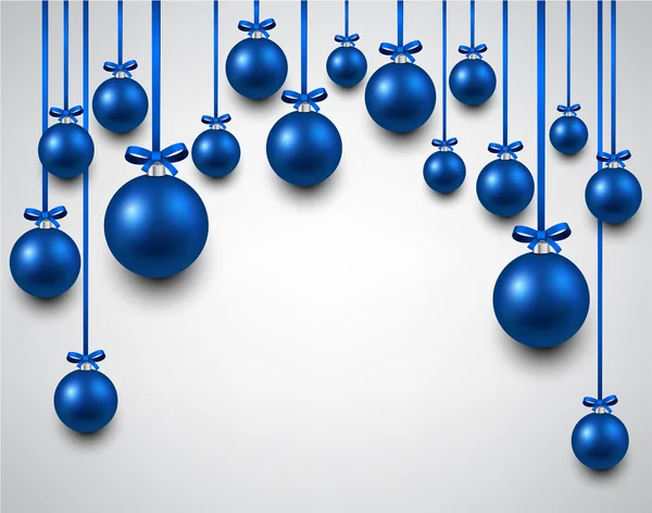 Fondo de arco con bolas de Navidad azul . — Vector de stock