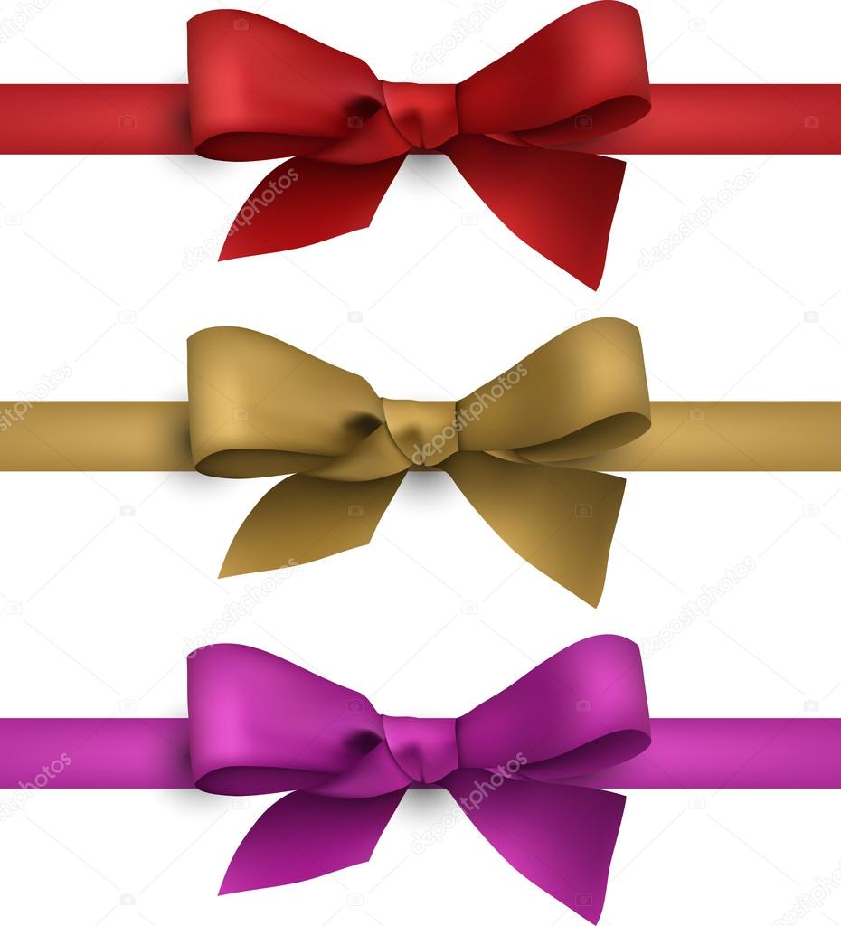 Satin color ribbons. Gift bows.